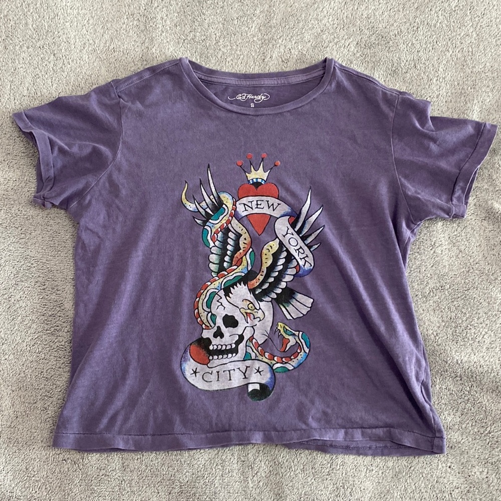 Ed Hardy New York City skull baby tee